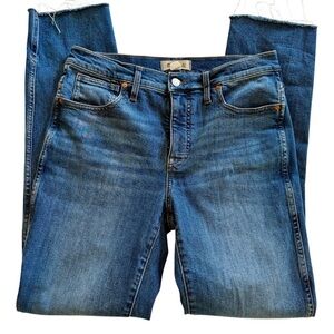 Madewell Midrise Stovepipe Denim Jeans Frayed Raw Hem Size 30 waist 30.5 Inseam